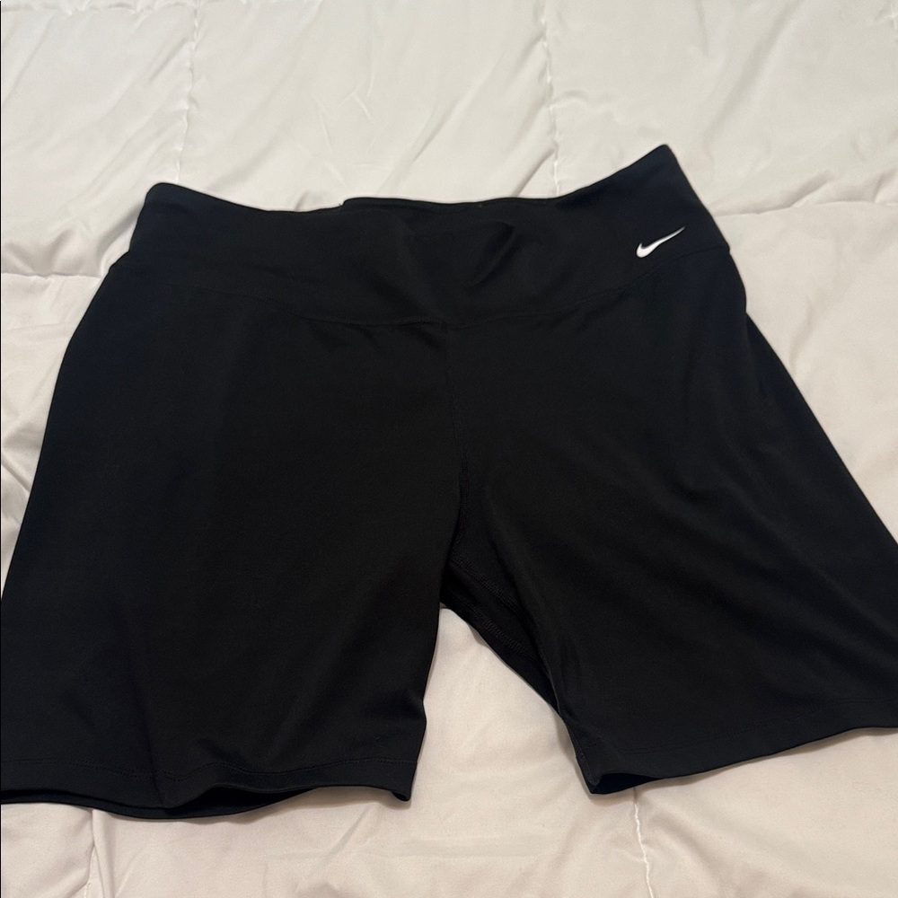 Nike Black Women's Bike Shorts with White Swoosh Accent